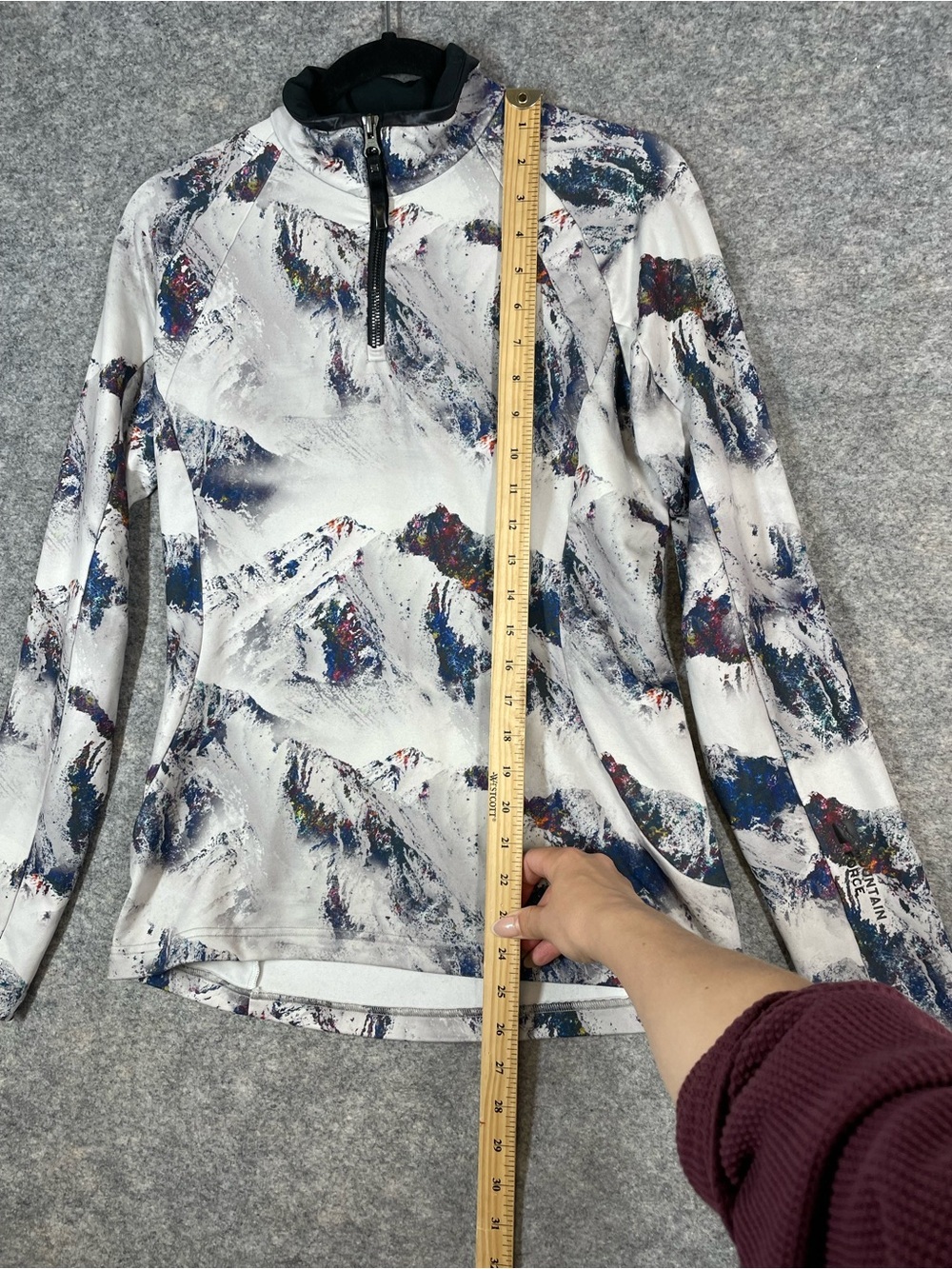 Mountain Force Ski Base Layer Top Mountain Print White Large Winter Sport Cozy - Picture 5 of 12